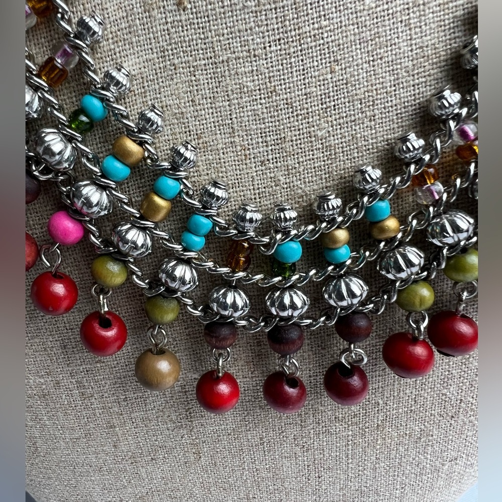 Boho Hippie Festival Vacation Beach Beaded Colorful Necklace